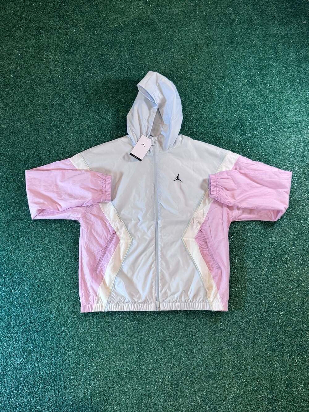Jordan Brooklyn Hooded Draft Jacket Size M Blue Pink